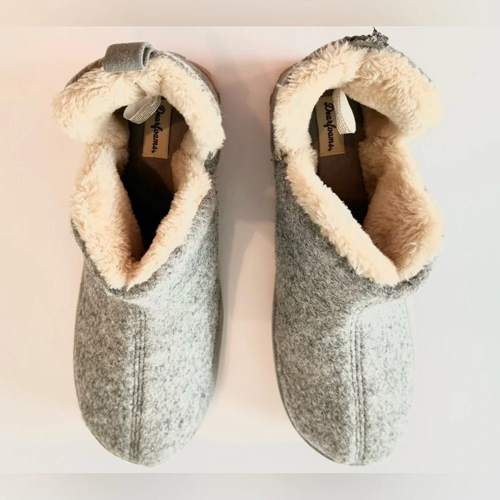 Dearfoams Women’s Ember Mixed Material Fleece Slip On Bootie - Picture 4 of 6
